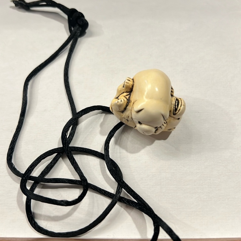 Vintage Netsuke Like Dog Necklace